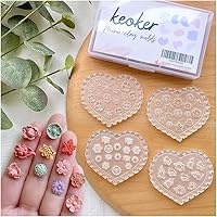 KEOKER 4PCS Flower Polymer Clay Molds - Silicone Floral Molds for Jewelry Earrings, Miniatures & DIY Crafts, Reusable Oven-Safe