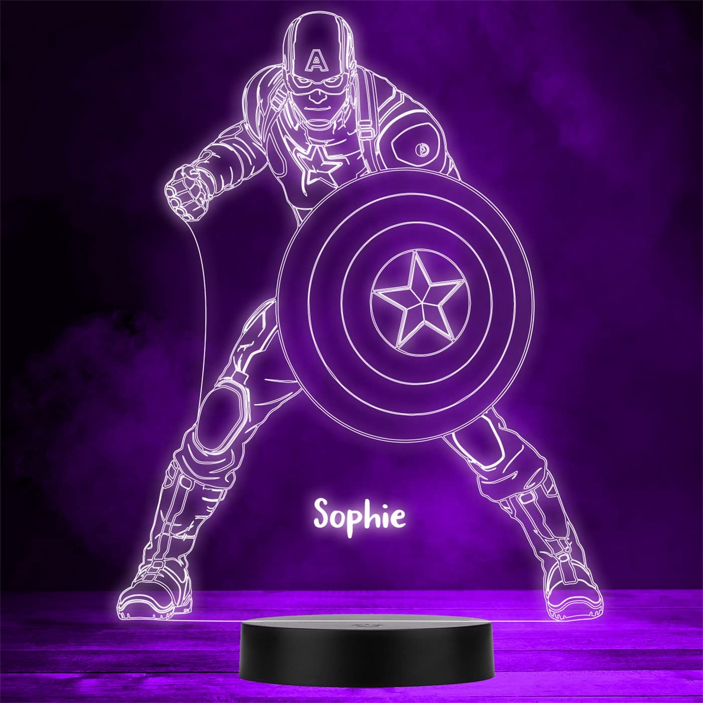 Fingerprint Designs Captain America with Shield Superhero Custom Gift Colour Night Light