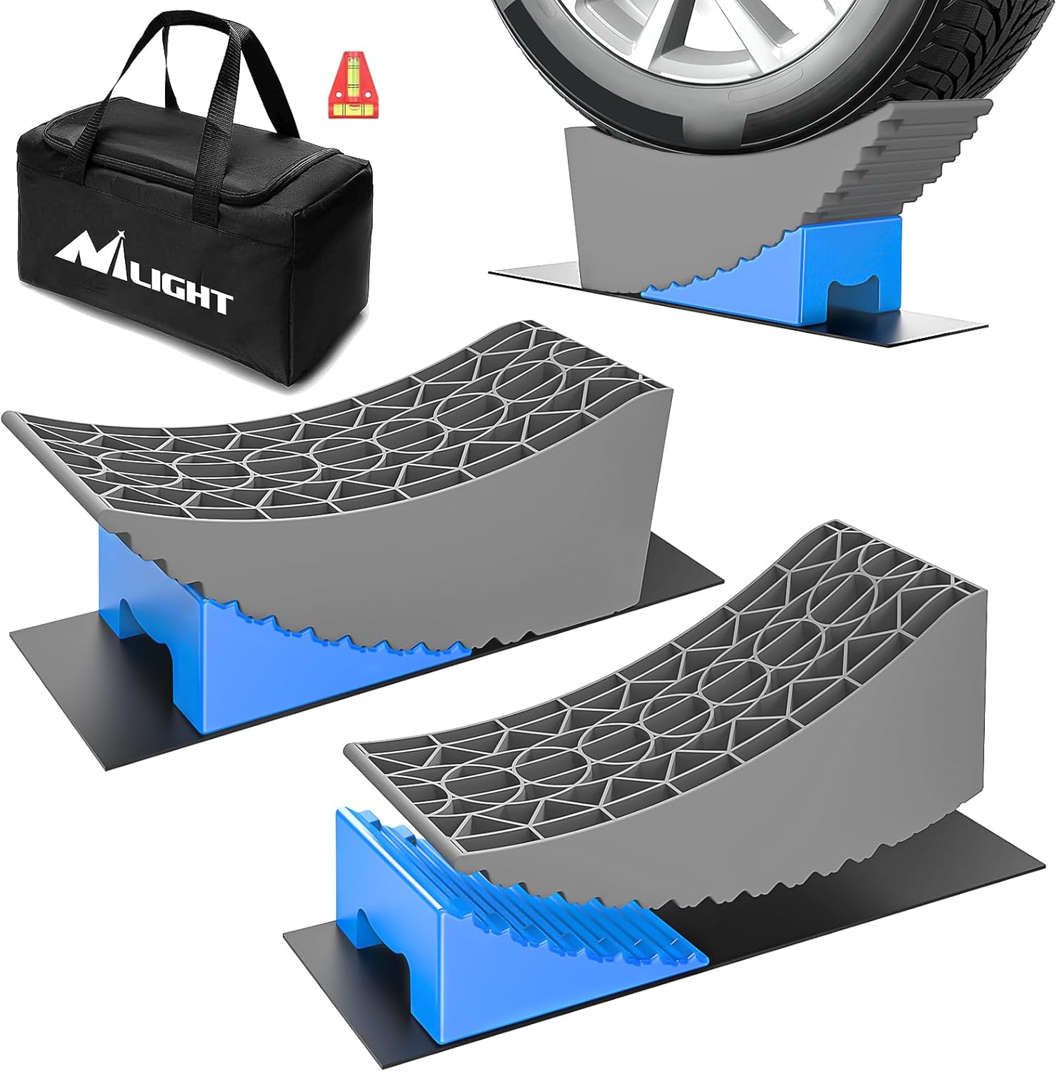 Nilight Camper Leveling Blocks 6 Inch, RV Wheel levelers for Single Dual Axle Travel Trailers, 2 Packs