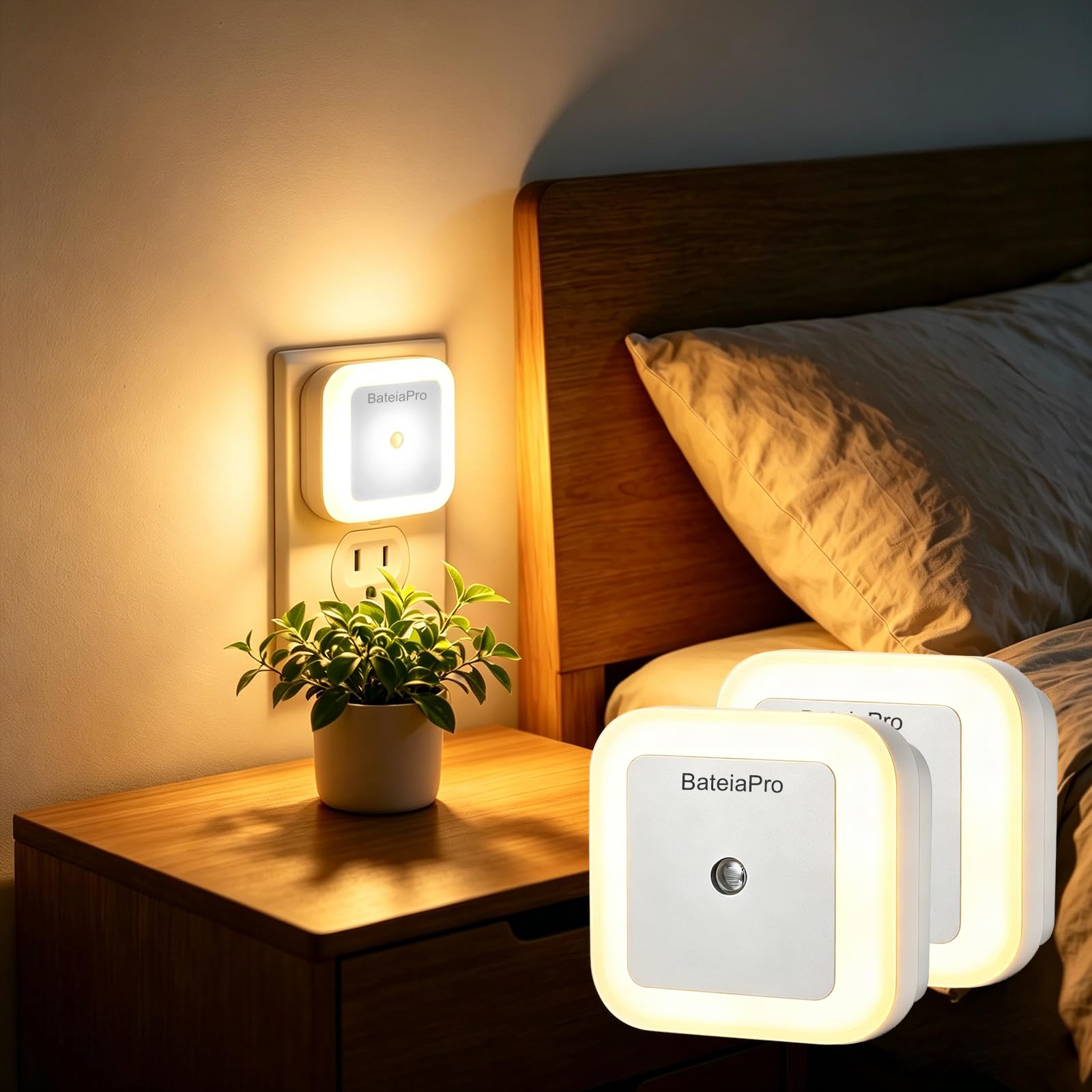 Kit 2 Luz Noturna Abajur de Tomada, Lampada com Sensor de Presença | Luminaria Led para