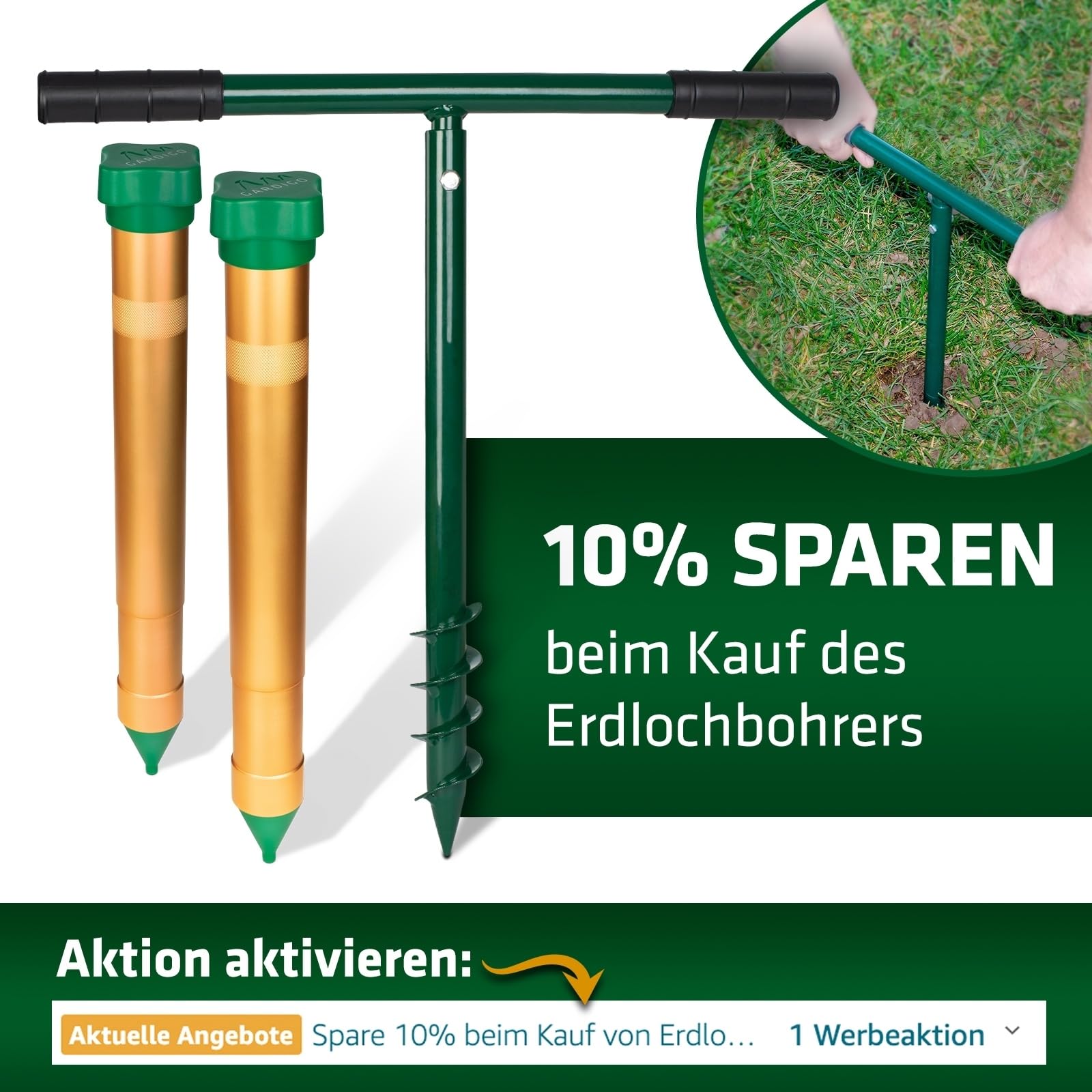 GARDIGO® Ahuyentador de Topos con Motor de Vibración - Juego de 2 | Aprox. 1250 m² | Anti Topos | Frecuencias Alternas | Repelente de Topos a Pilas Potente | Ahuyentador para Jardín Control de Plagas | Repelente antitopos con motor de vibración, frecuenci