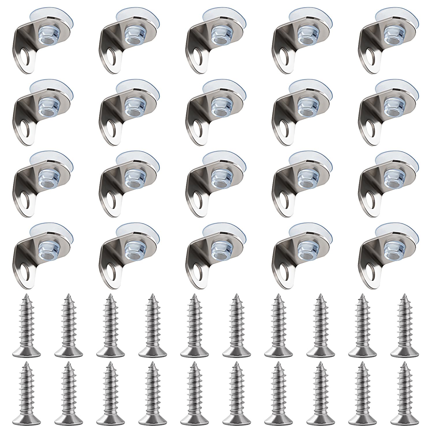 Lyeteung 20 PCS 12×11.5×14.5 mm Stainless Steel Fixing Glass Shelf Bracket, Pegs Corner Brace Board Holder