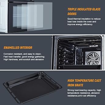 24 Inch Built-in Single Wall Oven, 2.5 Cu.ft Electric Convection Oven with 8 Cooking Modes, Stainless Steel Touch Control Oven for Kitchen