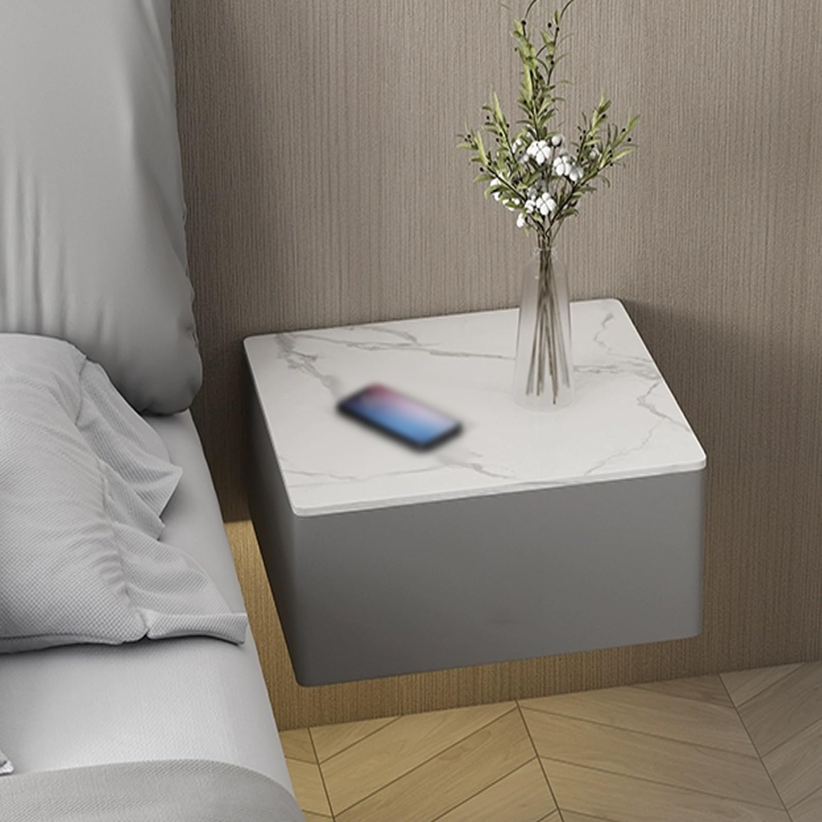 Table de chevet intelligente en bois avec tiroirs de rangement chic