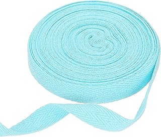 sourcing map Cinta de sarga de algodón de 5/8 pulgadas, 11 yardas, rollo de cinta de encuadernación al bies para manualidades, costura, envoltura de regalos, color azul claro