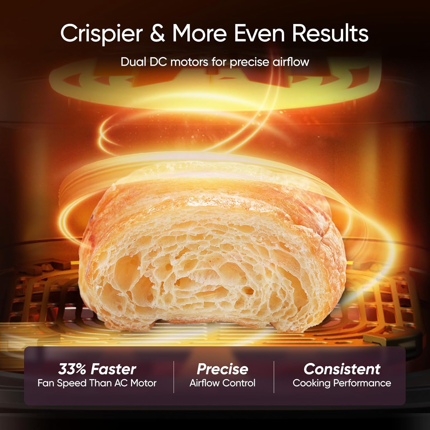 Cosori TurboTower Dual Air Fryer 10.8L, Space-Saving Double Stack Airfryer, Turbo Blaze Tech for Faster & Even Crisp Results, 3-Layer Cooking to Prepare Full Meals at Once, Energy Efficient