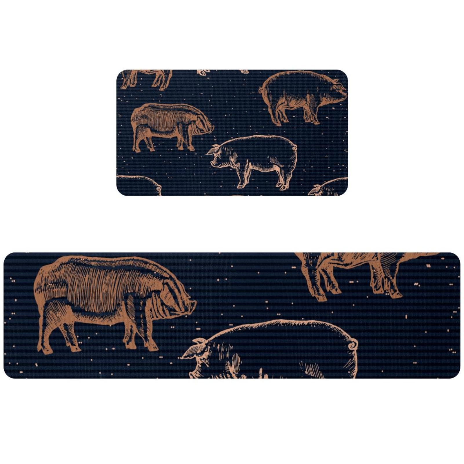 Tapis de cuisine antidérapant et lavable motif cochon lot de 2 absorbant couloir