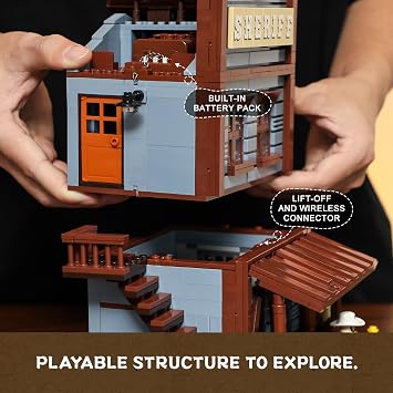 FUNWHOLE Western-Saloon and Sheriff's-Office Lighting Building-Bricks Set
