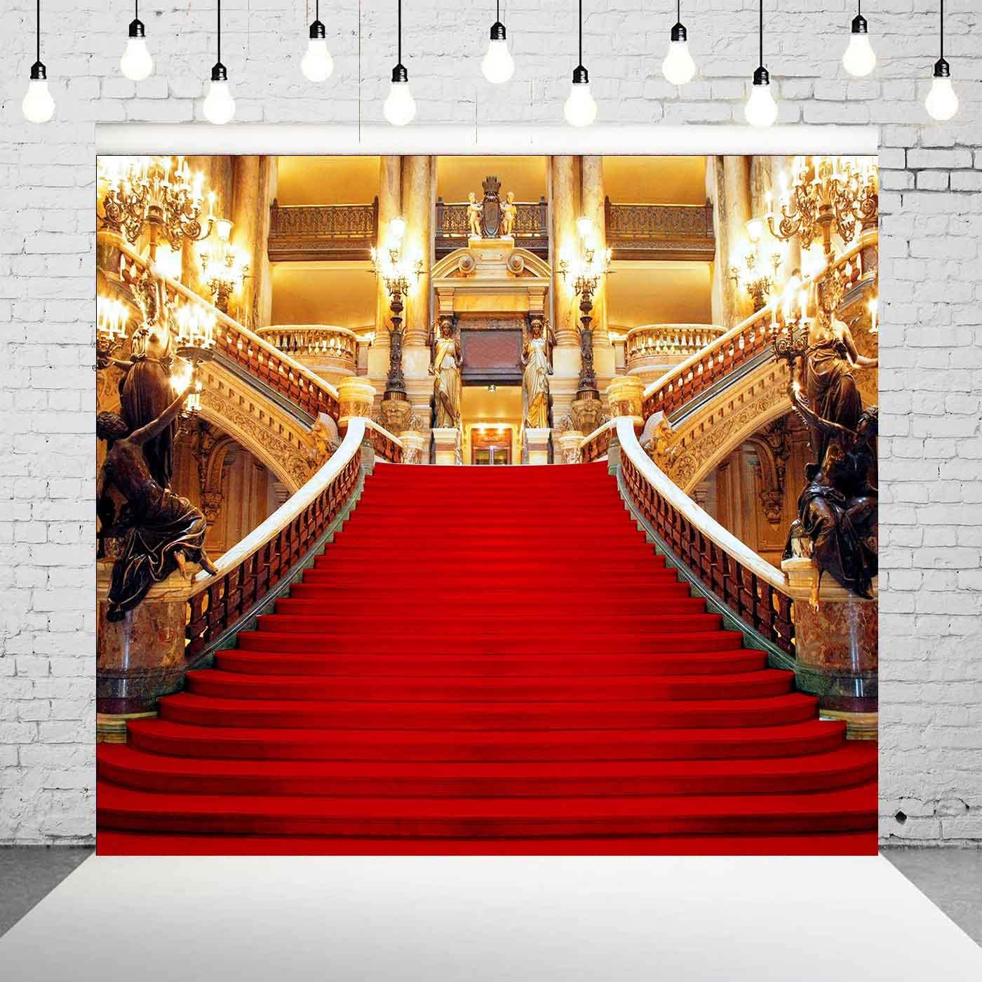 GURETER Red Carpet Gold Hall Backdrop, 8x8ft Paris Opera Theatre ...