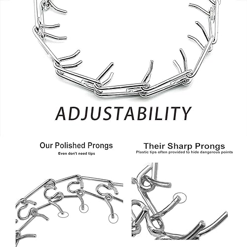 Miniatura 9 de Collar de punta para perro, eslabones adicionales con copas de goma, juego de (7) eslabones cromados, eslabones de acero cromado para entrenamiento