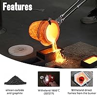 Vista 3 de CANALHOUT Crisoles de grafito de carburo de silicio, crisoles para derretir metal, resisten la alta temperatura de 1800℃ (3272°F), fundición