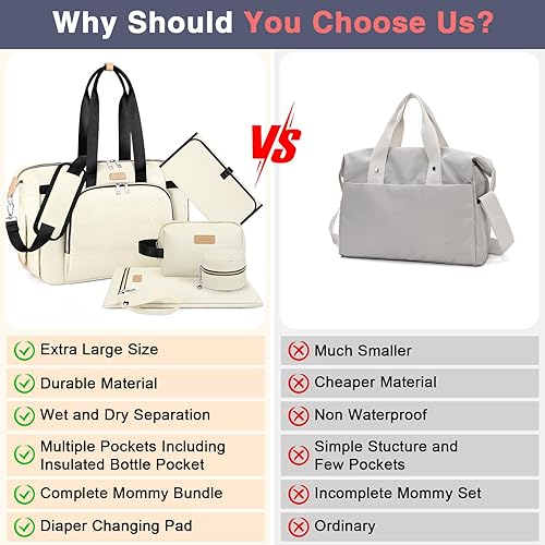 Miniatura 7 de ITIEZY Diaper Bag Tote for Baby - Large Mommy Bag with Portable Changing Pad Pacifier Case, Hospital Bags Travel Baby Bag