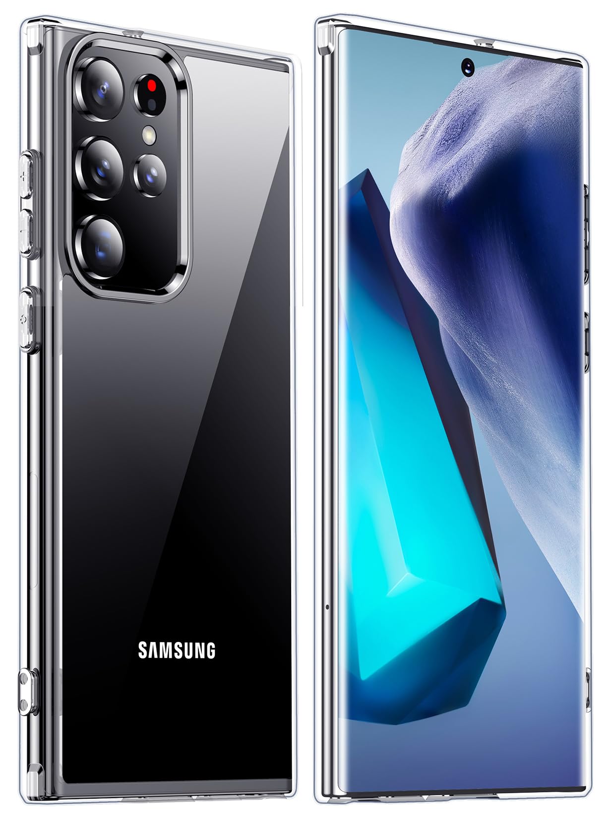 Custodia progettata per Samsung Galaxy S22 Ultra, cavalletto nascosto integrato, protezione contro le cadute di grado militare, non ingiallisce, custodia sottile e sottile per S22 Ultra