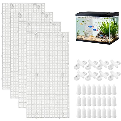 Seutmrou 4 Piezas Separador para Acuario con 8 Clips de Ventosas y 24 Soportes