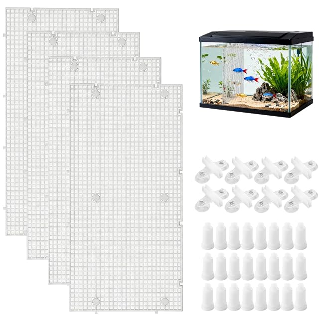 Seutmrou 4 Piezas Separador para Acuario con 8 Clips de Ventosas y 24 Soportes