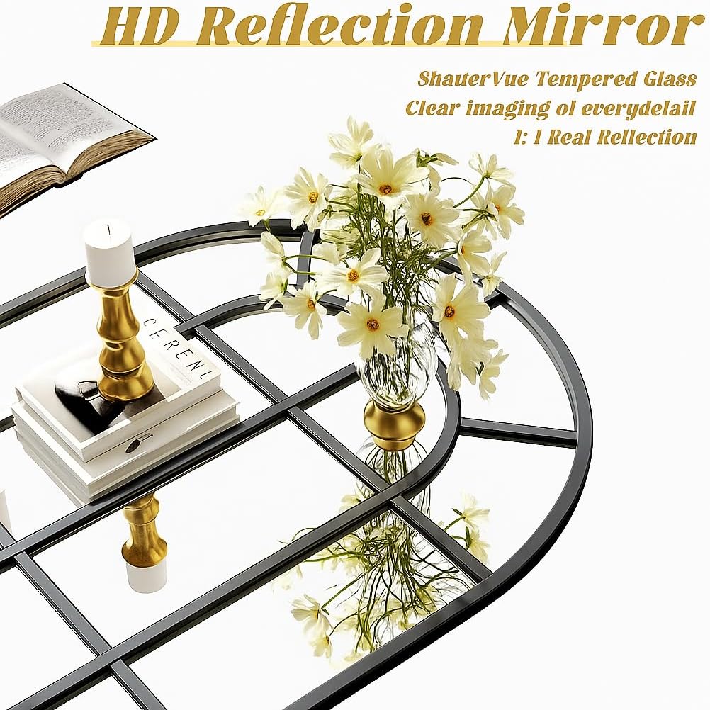 beautypeak windowpane arched full length mirror, 65"x24" inch wall mounted mirror with metal frame, farmehouse grid-designed decorative for entryway, living room, home decor, black black 65"l x 24"w