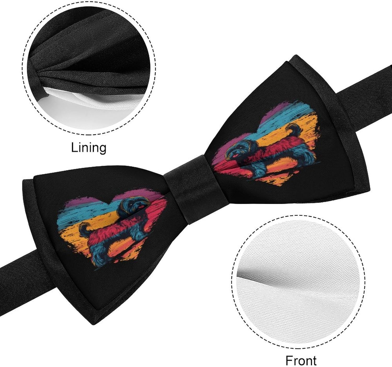 Vintage Shih Tzu Dog Sunset Funny Men's Bow Tie Pre-tied Adjustable Bowtie Accessories for Party Wedding