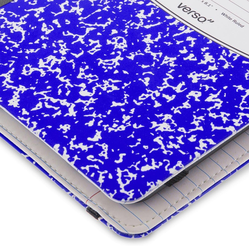 Verso Kindle Case - Scholar Classic Blue Composition Book Folio Style Protective Case for Amazon Kindle (fits Kindle Paperwhite, Kindle, and Kindle Touch), Blue