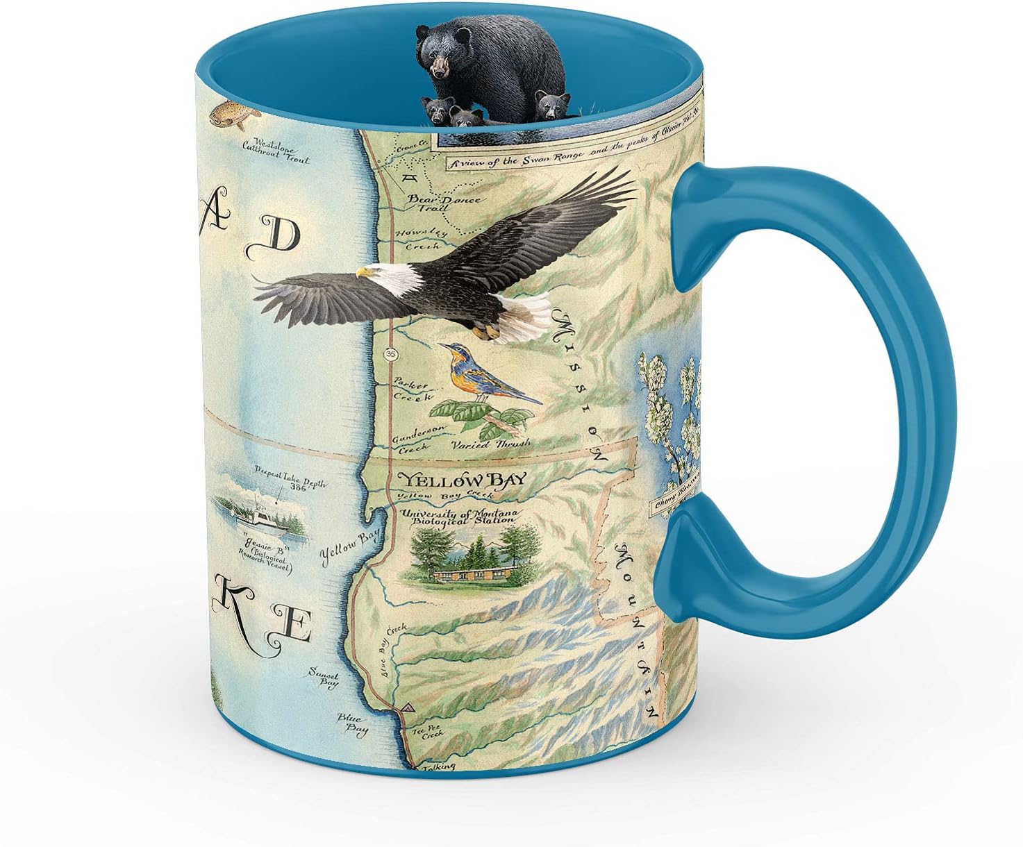 Xplorer Maps Montana's Flathead Lake Map Ceramic Mug (16oz) – BPA-Free Coffee Cup for Hot & Cold Drinks – Perfect for Office, Home, or Gift
