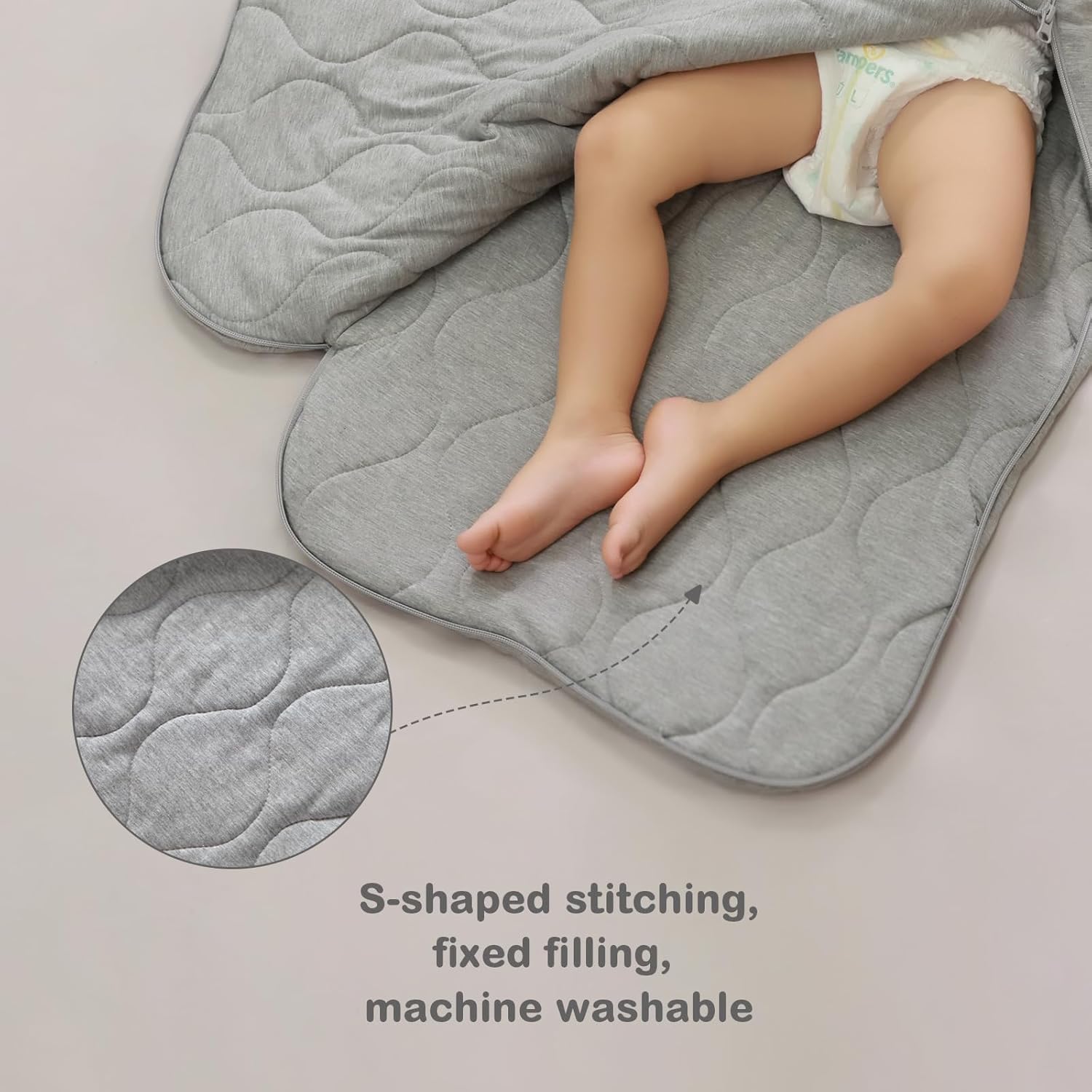 Mosebears Unisex Rayon Made from Bamboo Wearable Blanket with 2-Way Zipper,2.5 Tog Baby Winter Sleep Sack (Grey,6-18 Months) - Image 5