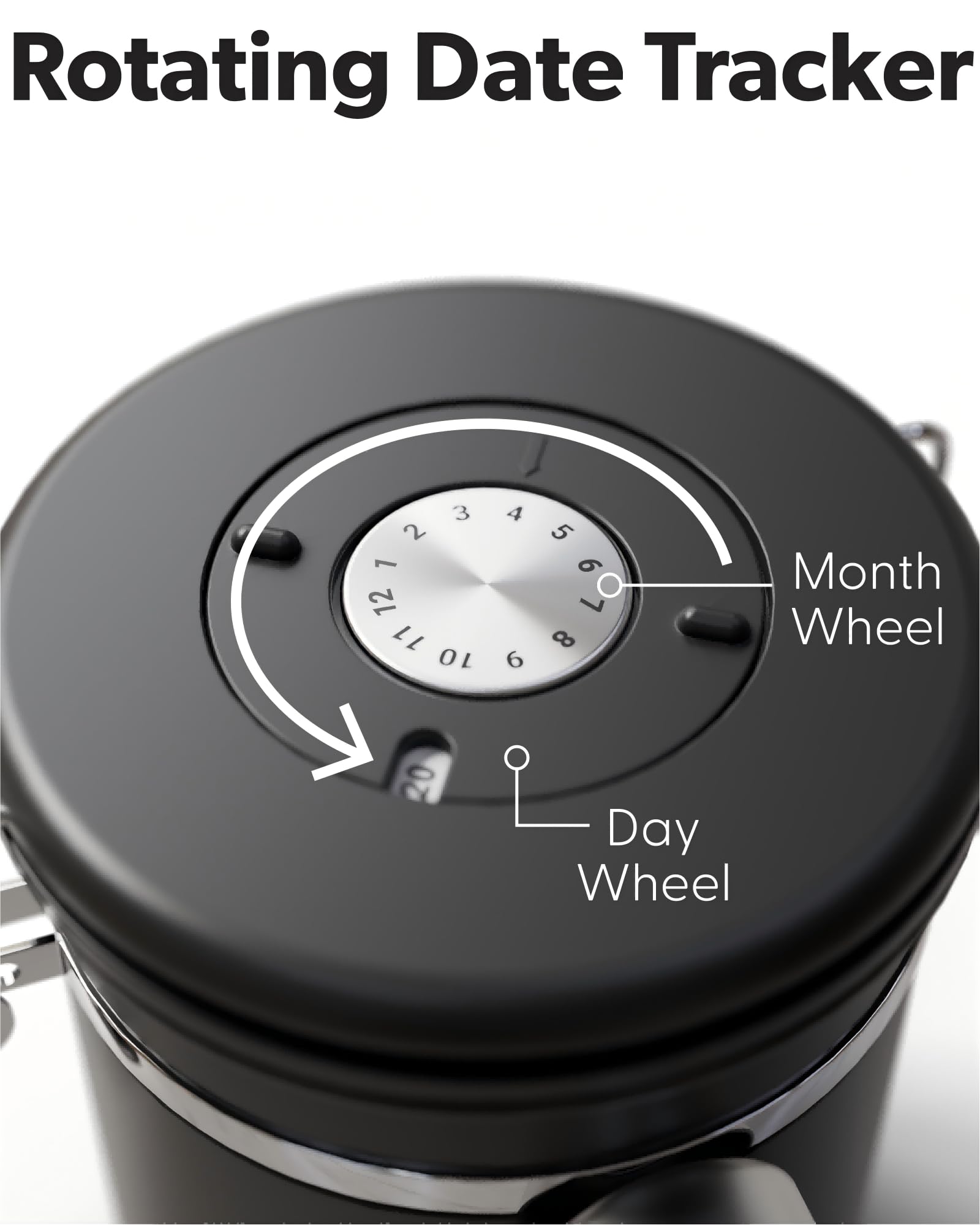COMIWIN 1500ml Coffee Canister with Window 16oz, Date Tracker & Scoop, Ground Beans, Airtight Stainless Steel Kitchen Food Storage Container, Tea, Cereal, Sugar, Bar Accessories Gifts, Black Jar - 4