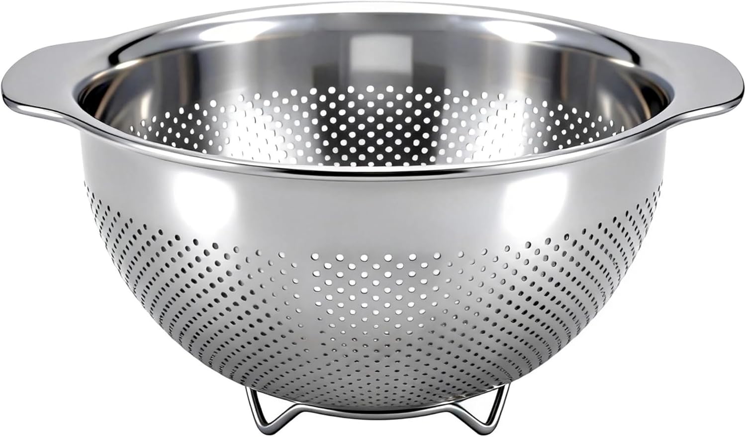 Stainless Steel Colander for Kitchen with Handle for Pasta (5QT) | Fine mesh. Dishwasher safe. Great for straining spaghetti, vegetables, fruit, noodles, eggs & rice