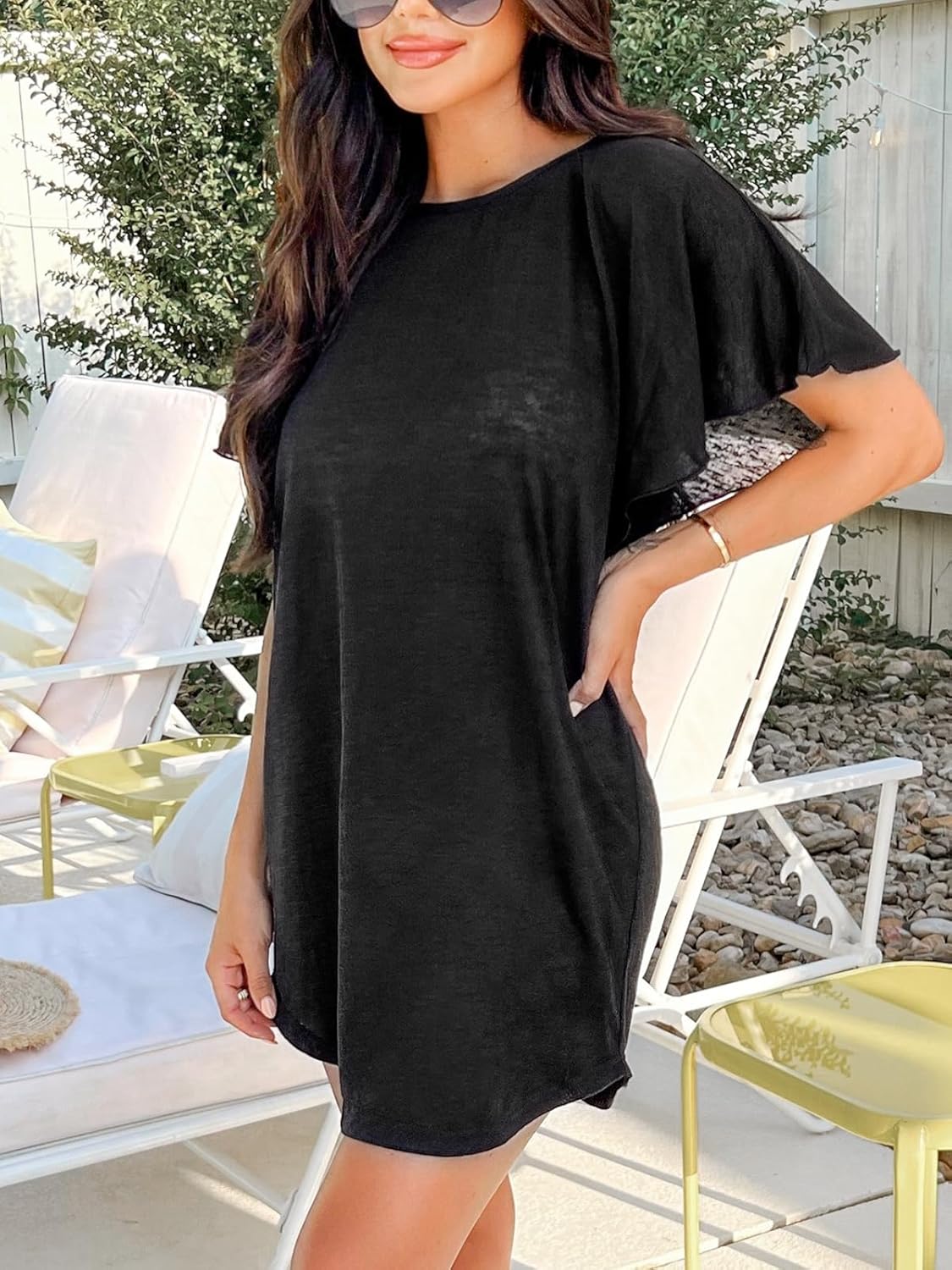 CUPSHE Women Swimsuit Cover Up Cutout Short Dolman Sleeve Beach Swimwear for Vacation 2025