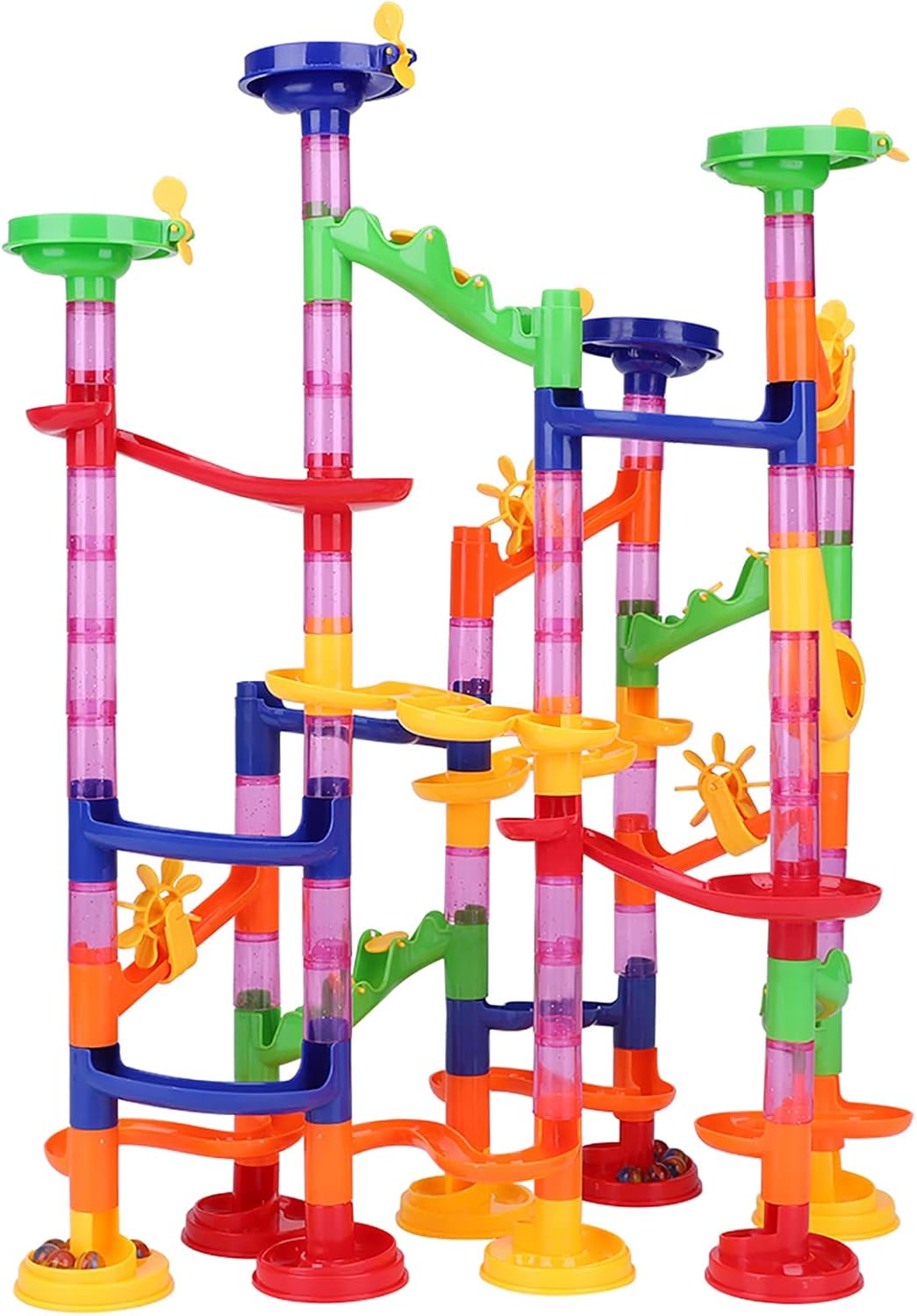 ZJchao Marble Game, Marble Track Marbles Game Marble Run Set Building Blocks Glass Marbles Kids Construction Building Blocks Toys for 3 Year Old Boys Christmas