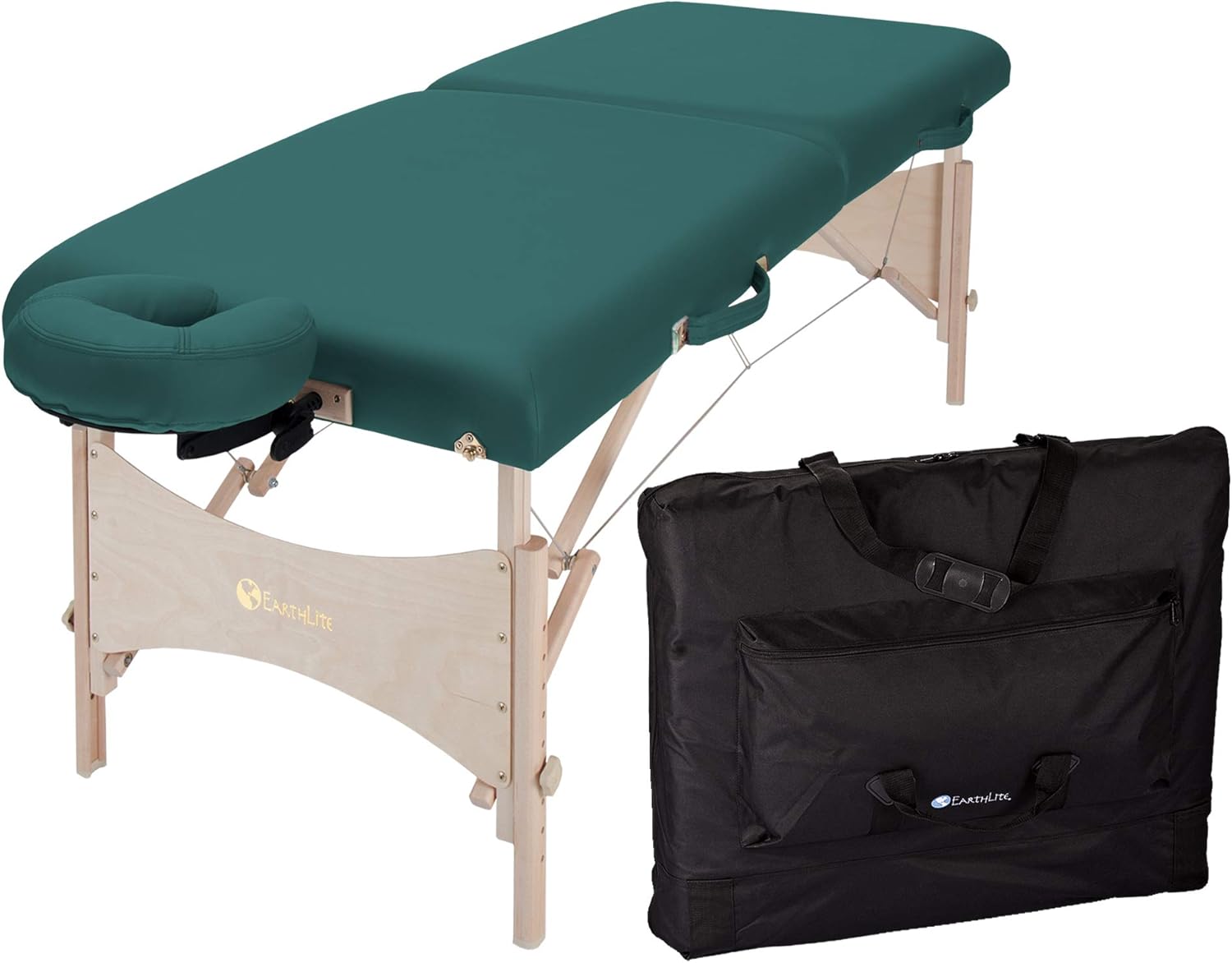 EARTHLITE Portable Massage Table HARMONY DX – Foldable Physiotherapy/Treatment/Stretching Table, Eco-Friendly Design, Hard Maple, Superior Comfort incl. Face Cradle & Carry Case (30