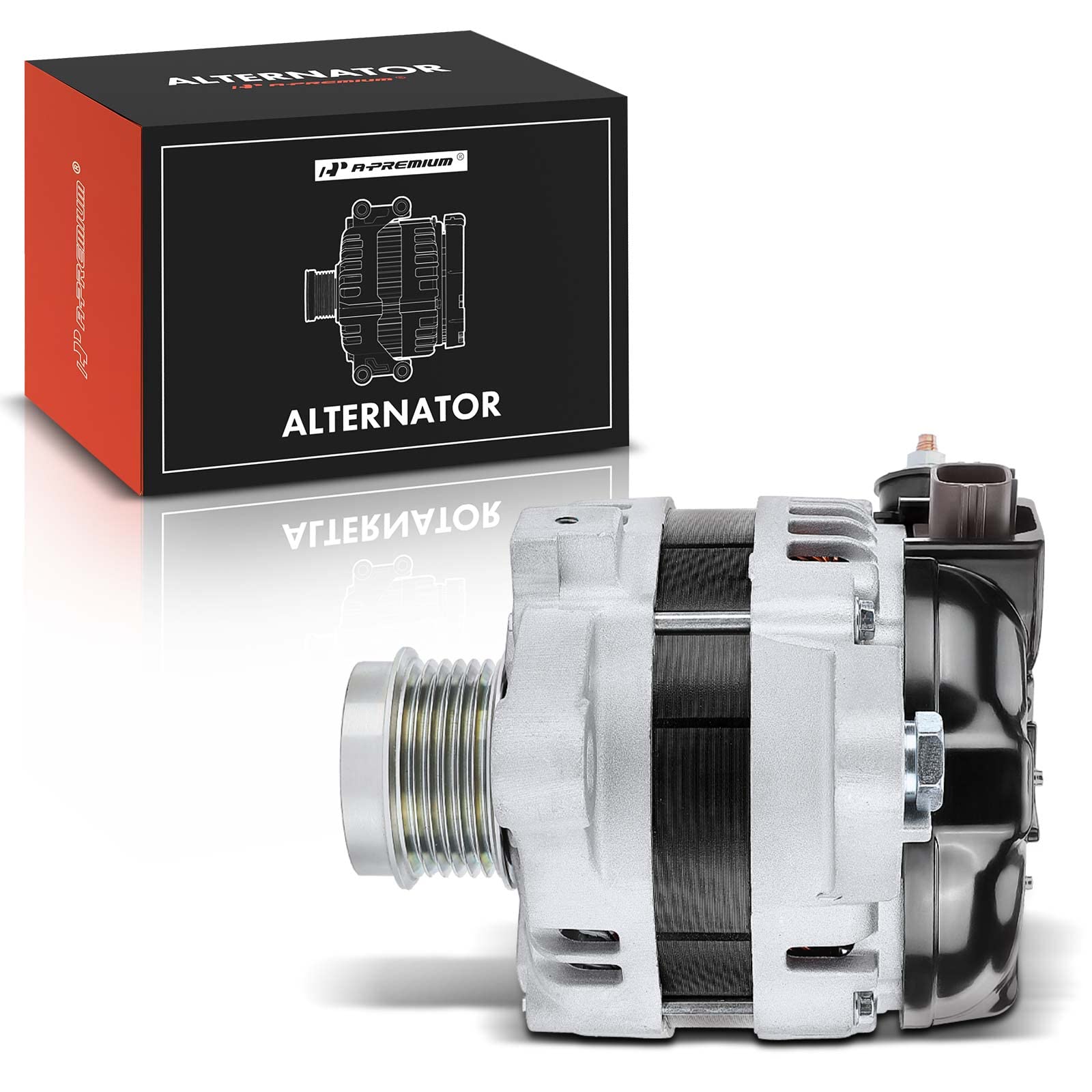A-Premium Alternator Compatible with Toyota Corolla 2011-2013 1.8L, Matrix 2011-2013 1.8L, 12V 100A/110A 6-Groove Clutch Pulley Clockwise, Replace# 400-52414R, AND0597, VND0597