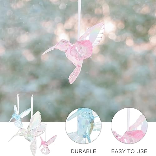 Miniatura 7 de EXCEART Colgante de pájaro de cristal, adornos colgantes de colibrí, ornamento de colibrí iridiscente, ornamento de colibrí iridiscente, pájaro,