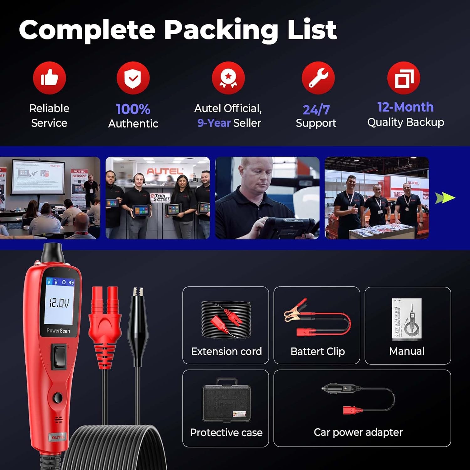 Autel PowerScan Automotive Circuit Tester: 2026 Power Circuit Probe Tool, 12-24V Electrical Short Open Breaker Circuit Finder, AC/DC Current Resistance, Duty Cycle, 20FT Extension Cord for All Cars