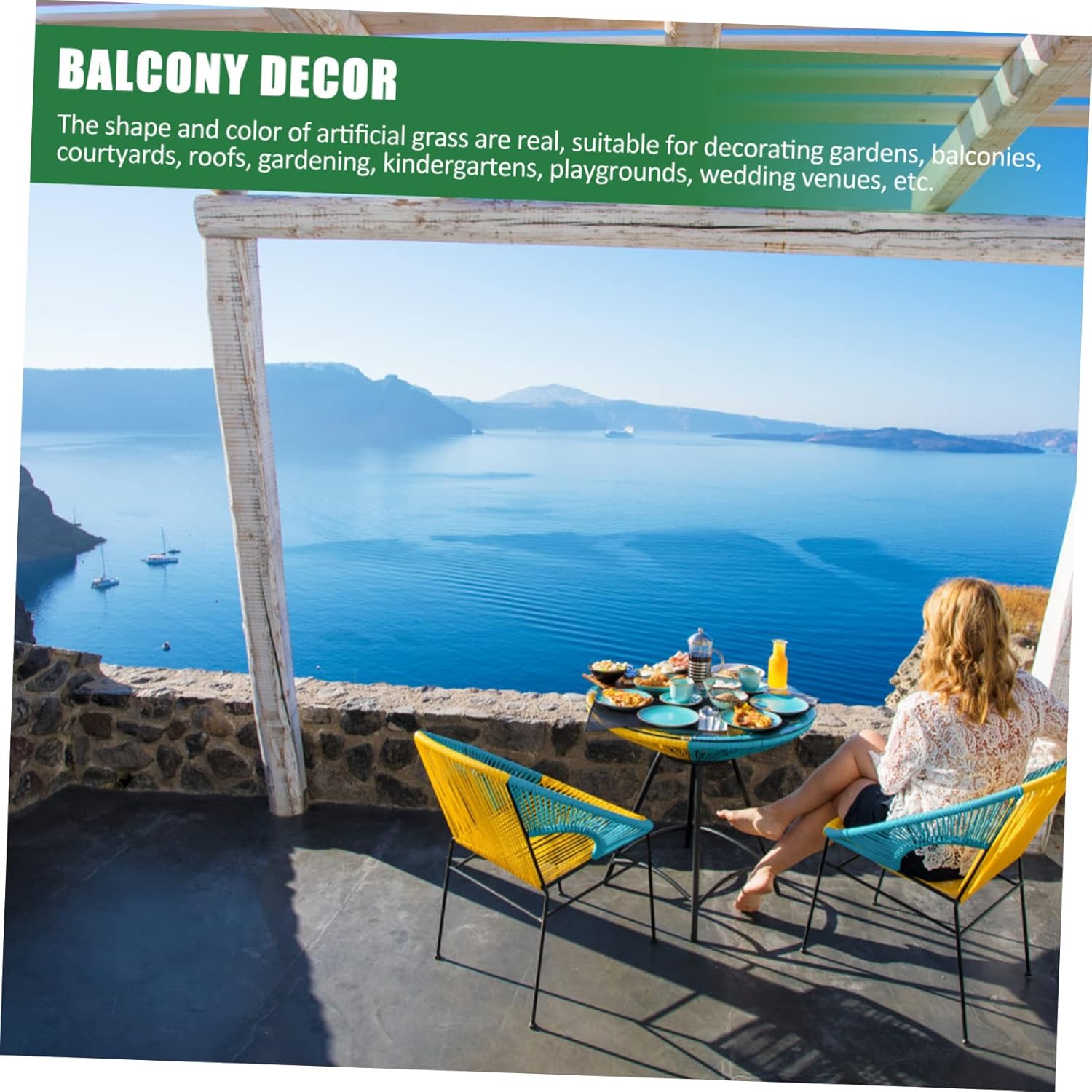 POPETPOP 4pcs Realistic Artificial Grass Turf Floor No Maintenance Needed Artificial Grass for Home Putting