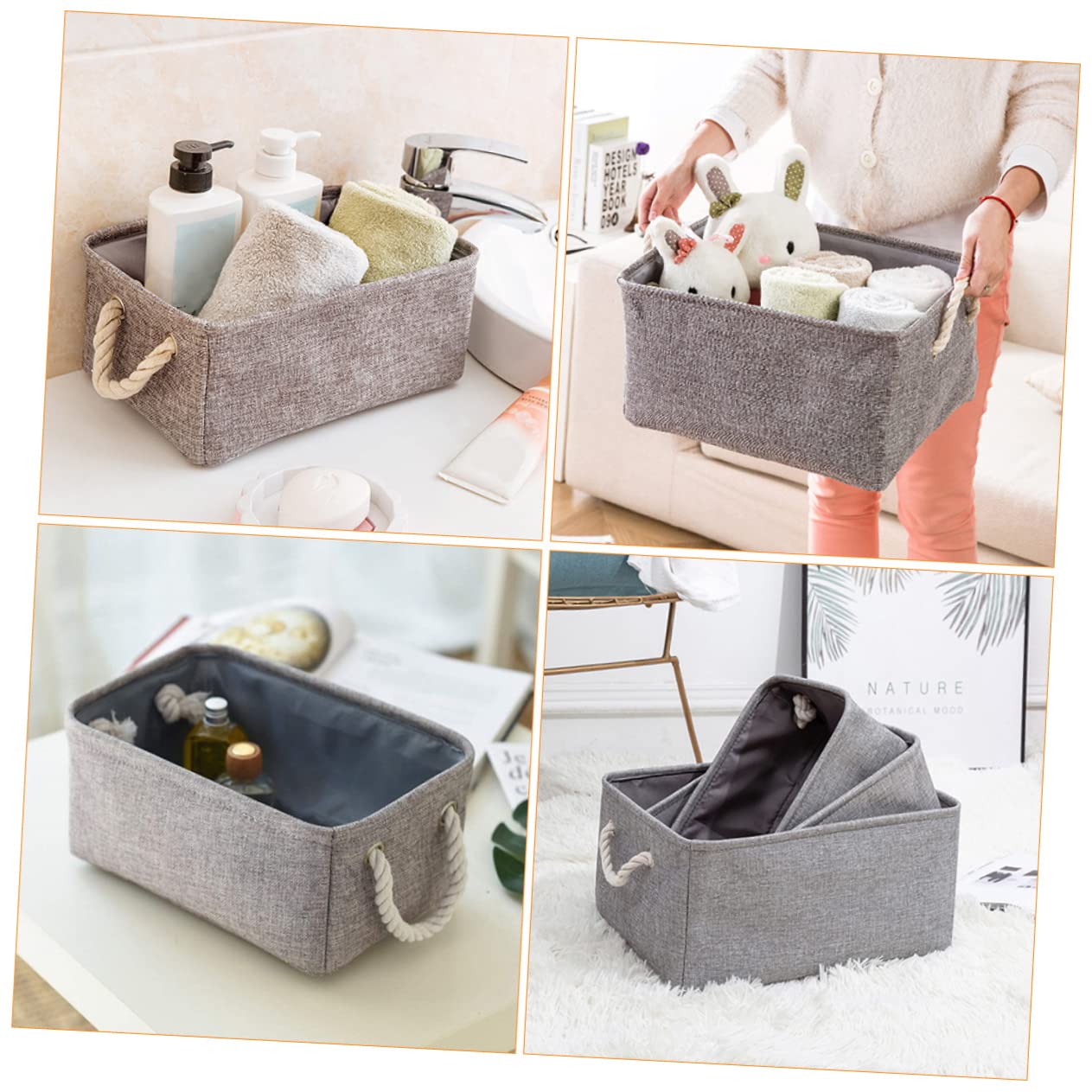 UPKOCH Cestas de Almacenamiento Plegables y Prácticas Hogar Hechas de Material de Calidad para Organizar Artículos Diversos como Ropa Sucia o Ropa de Cama Cestas Organizadoras Hogar Gris
