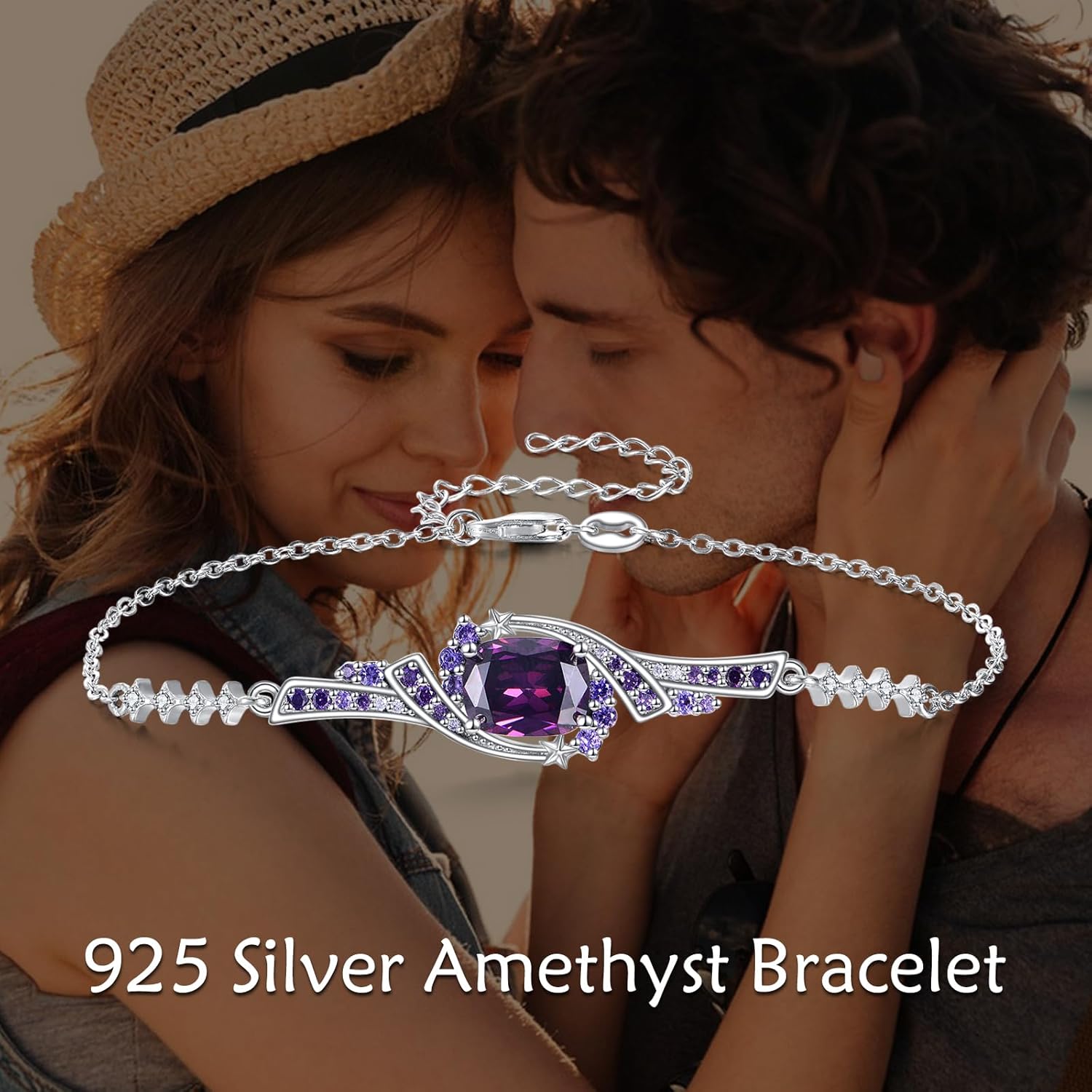 TIGER RIDER Amethyst Bracelet S925 Sterling Silver Bracelet Beach Summer Fine Jewelry Birthday Mothers Day Gifts for Women Mom Her