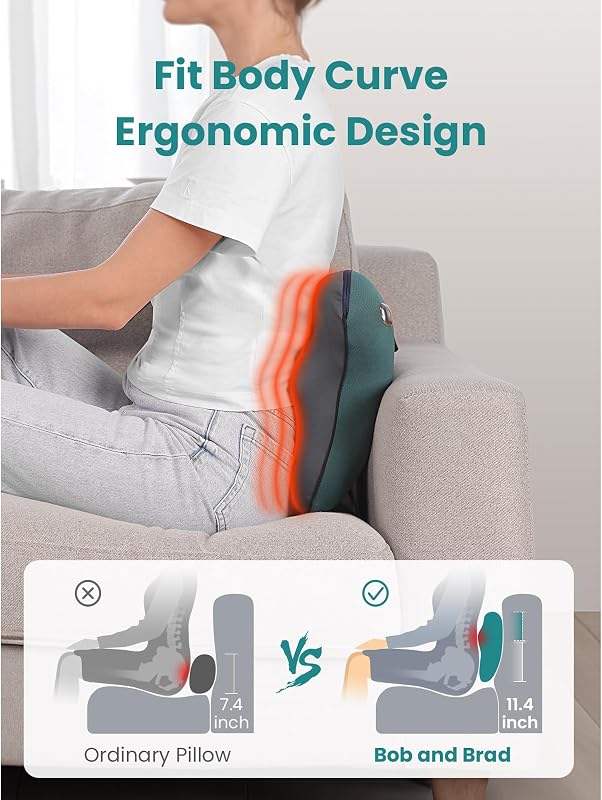 BOB AND BRAD EZBack Elektromos Hátmasszírozó Fűtéssel, Shiatsu 3D Gyúró Nyak Masszázsgép, Izomfájdalom Enyhítő Párna Hátra Nyakra Lábra