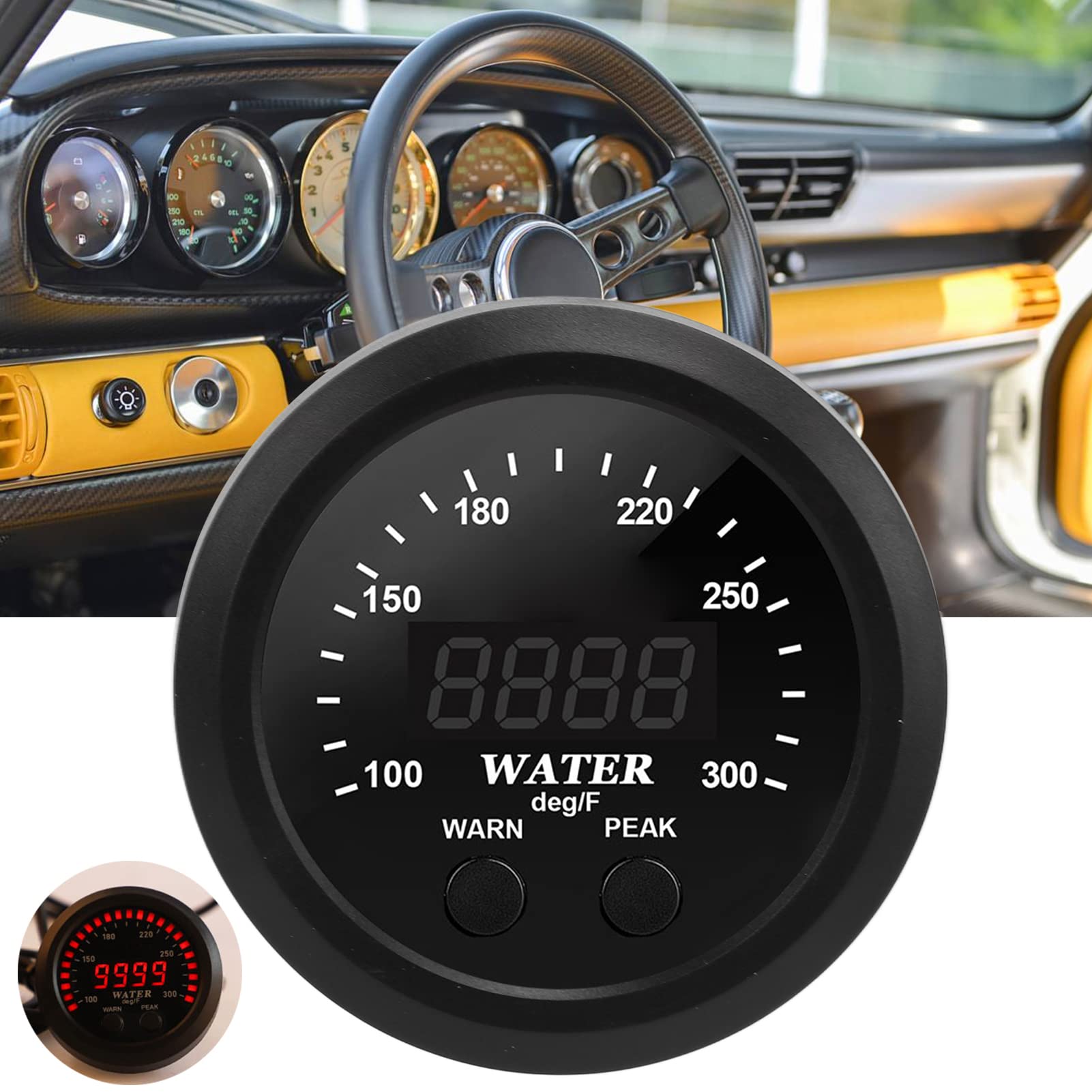 Medidor de Temperatura del Agua de 2,5 Pulgadas con Pantalla LED Roja para Monitorear la Temperatura del Refrigerante en Automóviles y Camiones