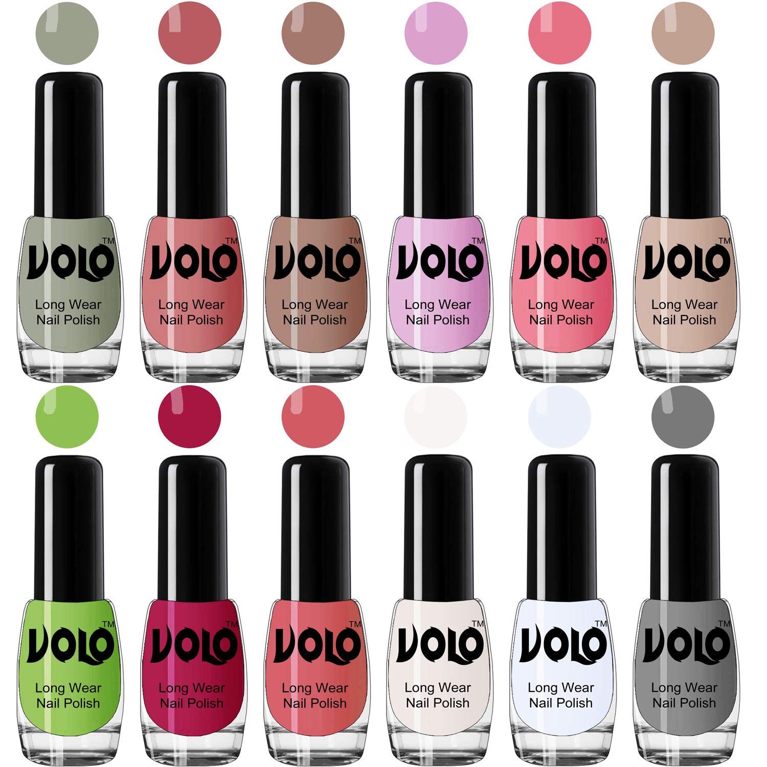 Volo Boss of Gloss Nail Polishes Set of 12 Pcs Infinite Collection(Nude, Pink, Nude, Purple, Pink, Nude, Green, Magenta, Peach, White, Top Coat, Grey) 60 ML-picture-25