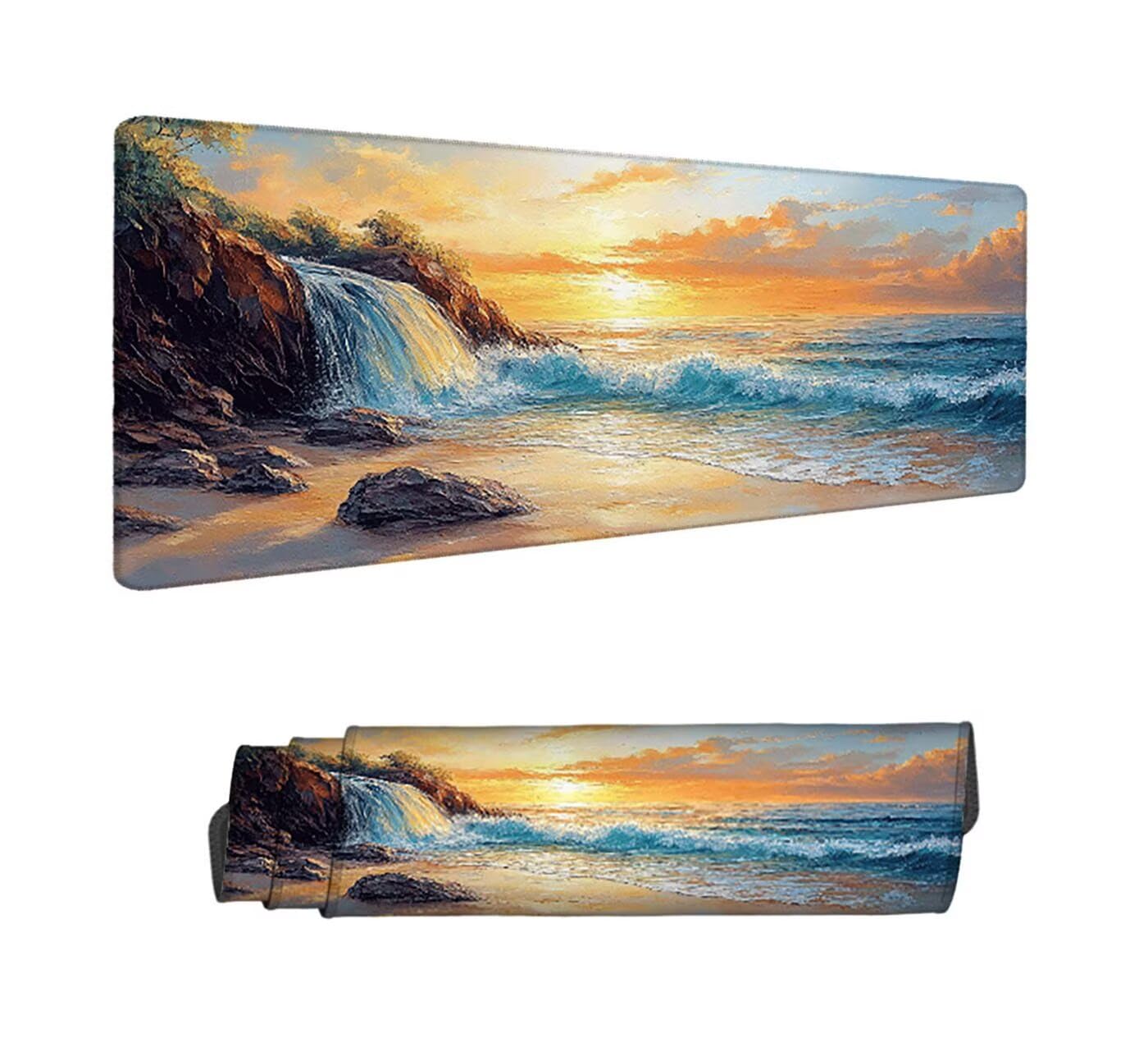 Podkładka pod mysz do gier Jesienna podkładka pod mysz XXL 1200 x 400 mm podkładka pod mysz biurowa szyta wodoodporna antypoślizgowa, podkładka pod mysz plażową do pracy, gier, biura, wystroju domu