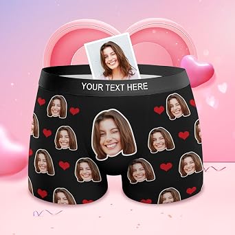 SOUFEEL Personalized Boxer Briefs, Custom Face Underwear, Men's Underwear Photo Boxer Briefs, Christmas Day Gift for Him
