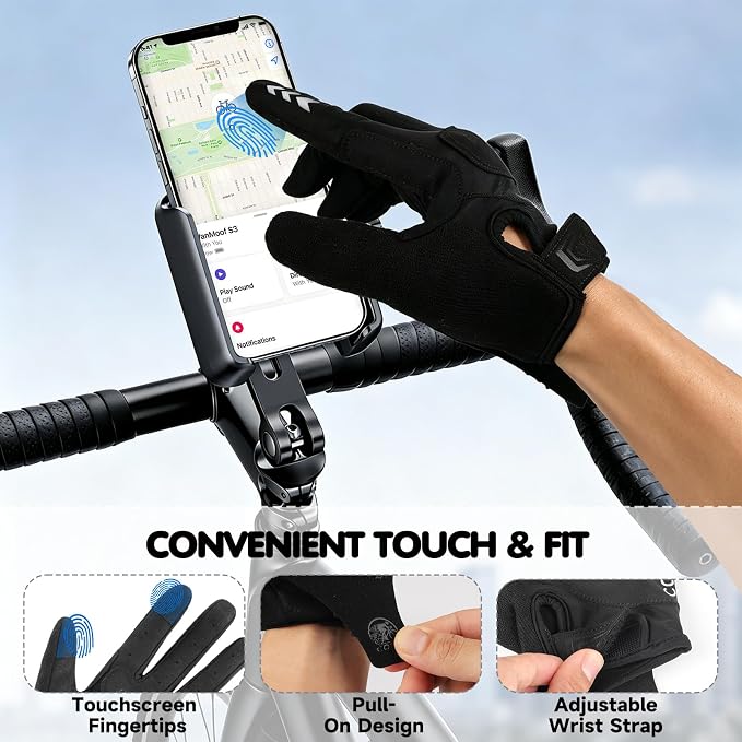 Guantes de ciclismo para hombre y mujer, pantalla táctil miniatura 5