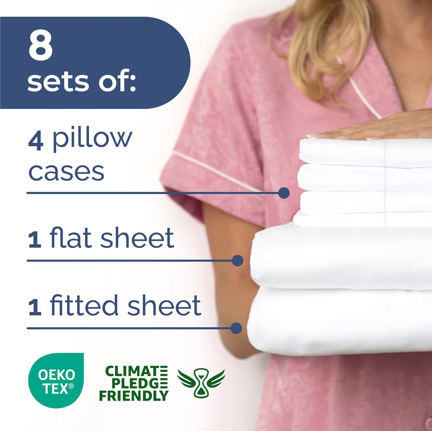bulk case pack of 8 sheet sets - complete 6 piece sheet sets - bulk king bedding - wholesale case pack for hotels, spa & airbnbs - deep pocket, fade & wrinkle free - cooling & breathable - king, white king (pack of 8) 01 - white