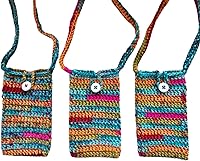 Vista 3 de Crochet Crossbody Cell Phone Holder Sleeve Small Purse for Women