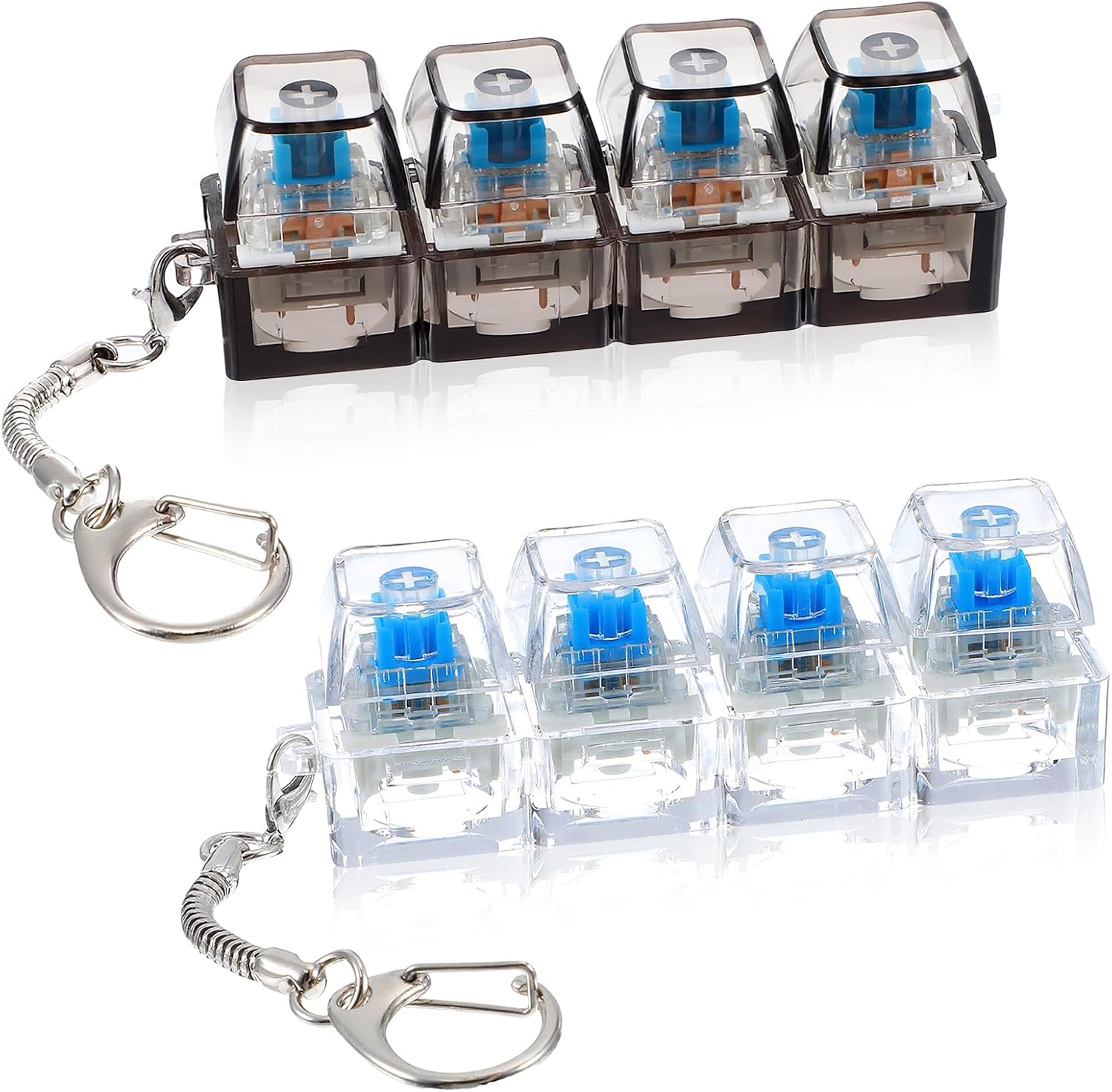 2Pcs Keyboard Clicker Fidget 4in1 Finger Clicker Toys Fidget Keychain | Keyboard Decompression Button, Sensory Fun Toy, Stress Relief Fidgets Gifts to Relieve Stress