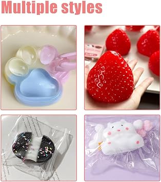 4Pcs Squishy Toys Set - Sensory Fidget Stress Relief Mini Squishies Toy | Squishy fidget toys set: hamster, strawberry, cat paw, biscuit. Soft, slow-rising. Portable pocket size.