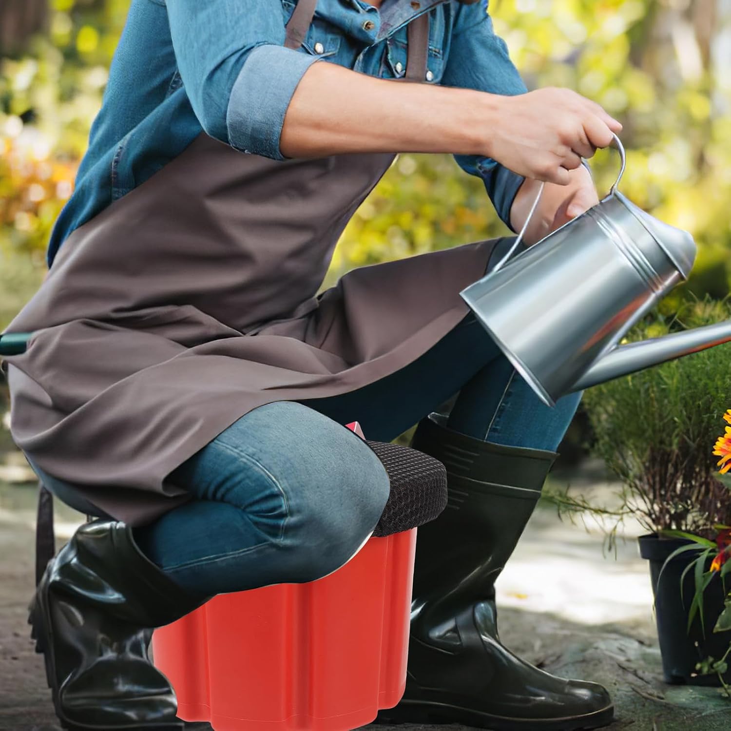 Portable Gardening Stool for Outdoor Activities with Breathable Cotton Cloth Seat and Strong Sturdy Plastic Frame Stable and Safe Small Stool Random Random Color