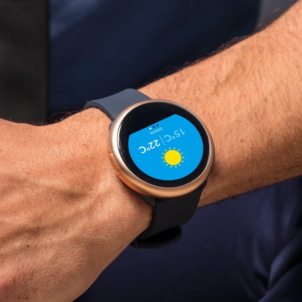 MyKronoz ZeRound2 Smartwatch avec écran couleur tactile, microphone et haut-parleur intégré – Noir / Noir