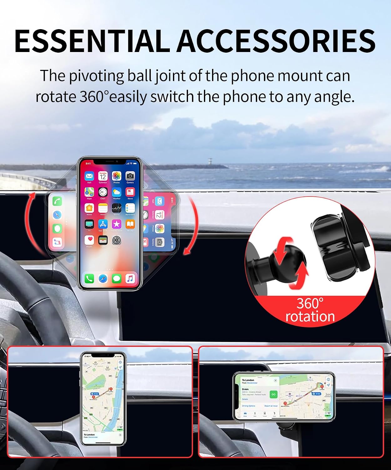 Car Phone Holder for 2023 2024 2025 2026 Toyota Prius Accessories 12.3-Inch Screen Fixed Clip, 360° Rotation Phone Mount Compatible with MagSafe, Phone Holder that Does Not Affect Air Vent