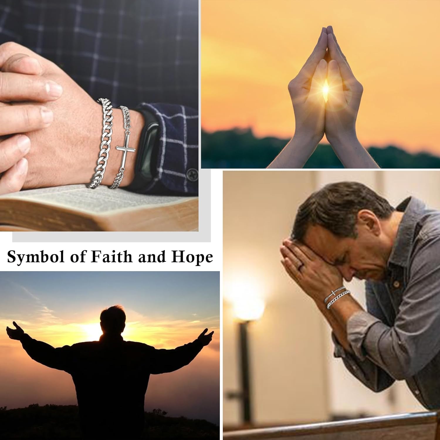 Silver and Gold Bracelet for Men, Cuban Chain Bracelet Set Water Proof Stainless Steel Bracelet for Him, Adjustable Gold Link Men Braclet as Valentines Jewelry Gifts for Boyfriend, Dad and Son - Image 7