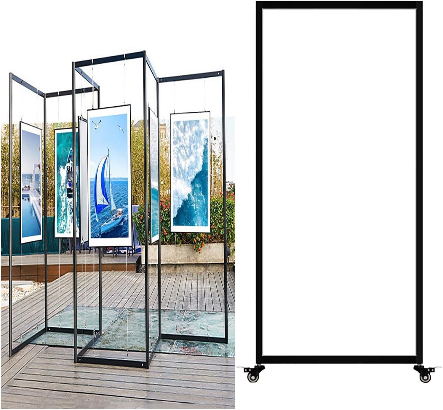 Movable Folding Display Rack For Painting Exhibition, Freestanding Display Racks, Metal Advertising Shelf Rack Billboard, For Art Gallery, Craft Fair, Booth(1pc,100x200(39.4x78.7in))